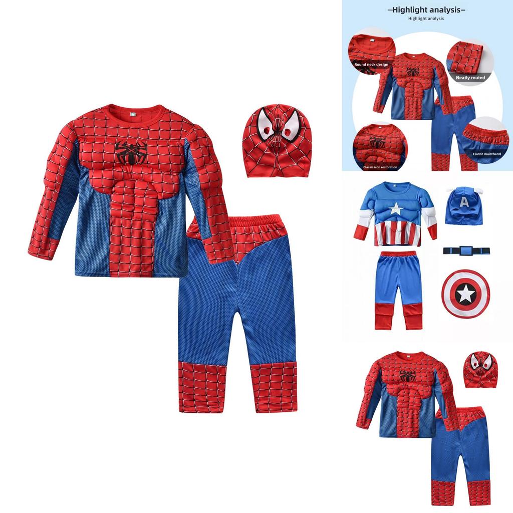 Set Costume Cosplay Bambini Spider Man Captain America Hulk Batman Superman Con Poliestere E Spandex Per Halloween E Spettacoli Teatrali