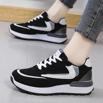 Wiosna Nowe Damskie Buty na Platformie ze Skóry PU Modne Sznurowane Damskie Sneakersy Casualowe Buty do Biegania na Zewnątrz Damskie Tenis Q336
