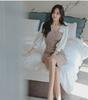Elegant Korean Style Chiffon Splice Square Collar Dress for Professional Women