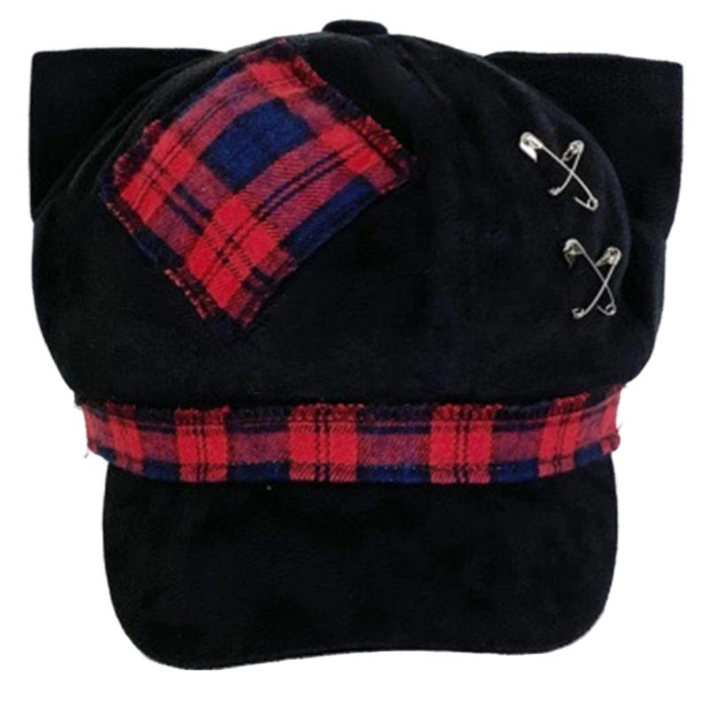 Dark Beret Cabbie Hat Plaids Painter Hat Beret Baker Boy Hat for Street Strolling Dark Fashion Hat Props красный
