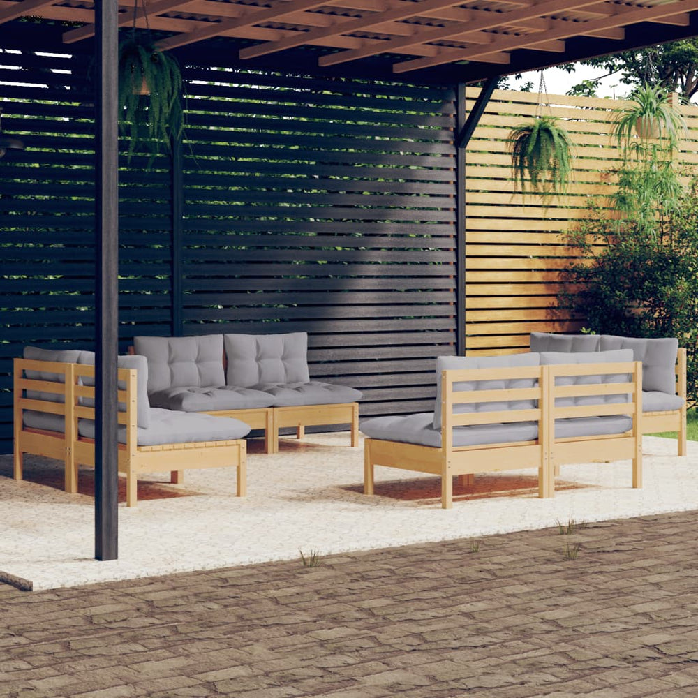 Salon de jardin 8 pcs avec coussins  Bois de pin