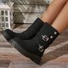 Women Ankle Boots Retro British Style Mid-Calf Boots Two-Way Wear Thick Bottom Belt Buckle Knight Boots Spring Autumn New Shoes
