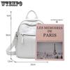 WTEMPO Designer Marke PU Leder Frauen Rucksack College Schule Rucksack Tasche Mode Reise Schulter Tasche Casual Buch Tasche