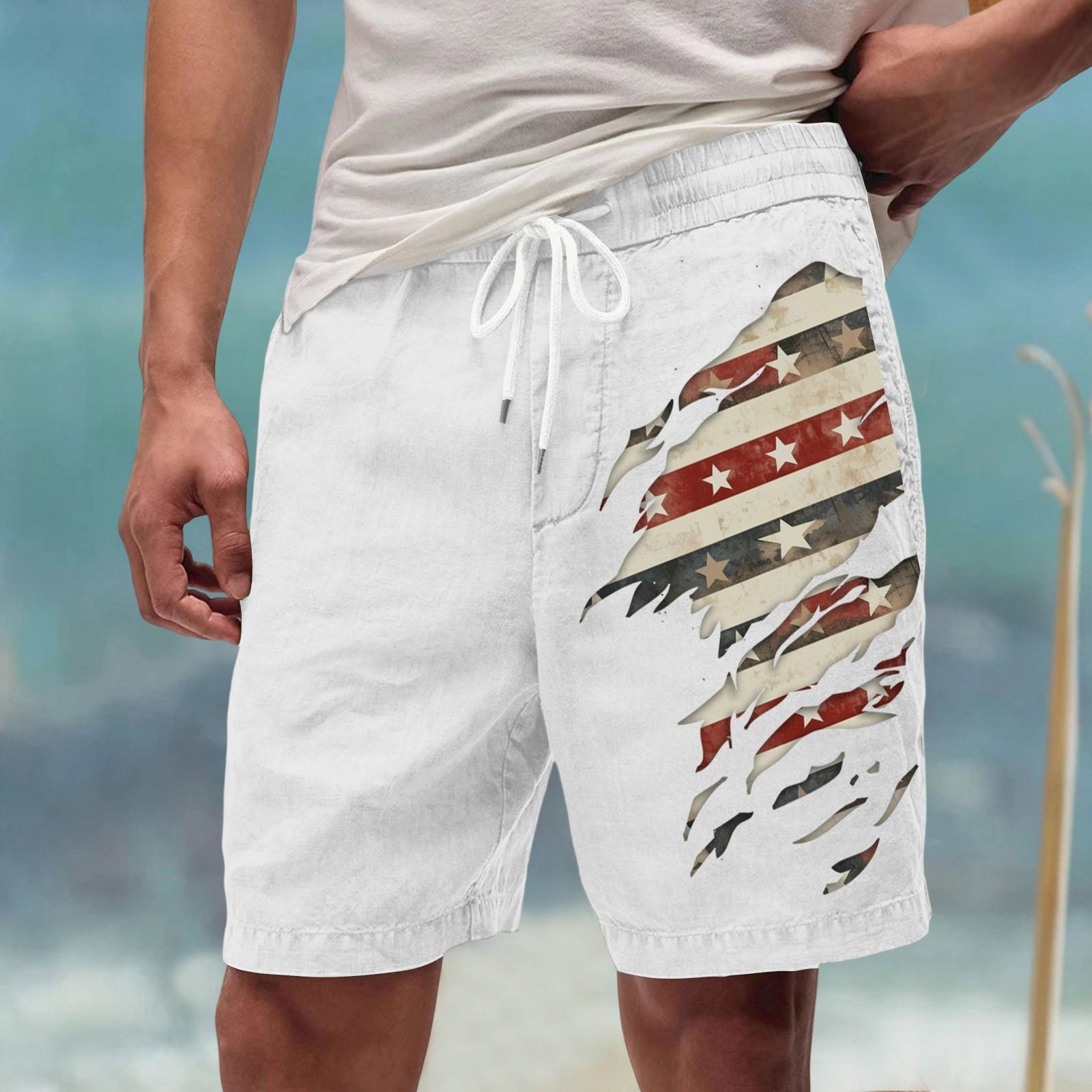 

Мужские летние большие повседневные свободные спортивные брюки пляжные шорты M белый
