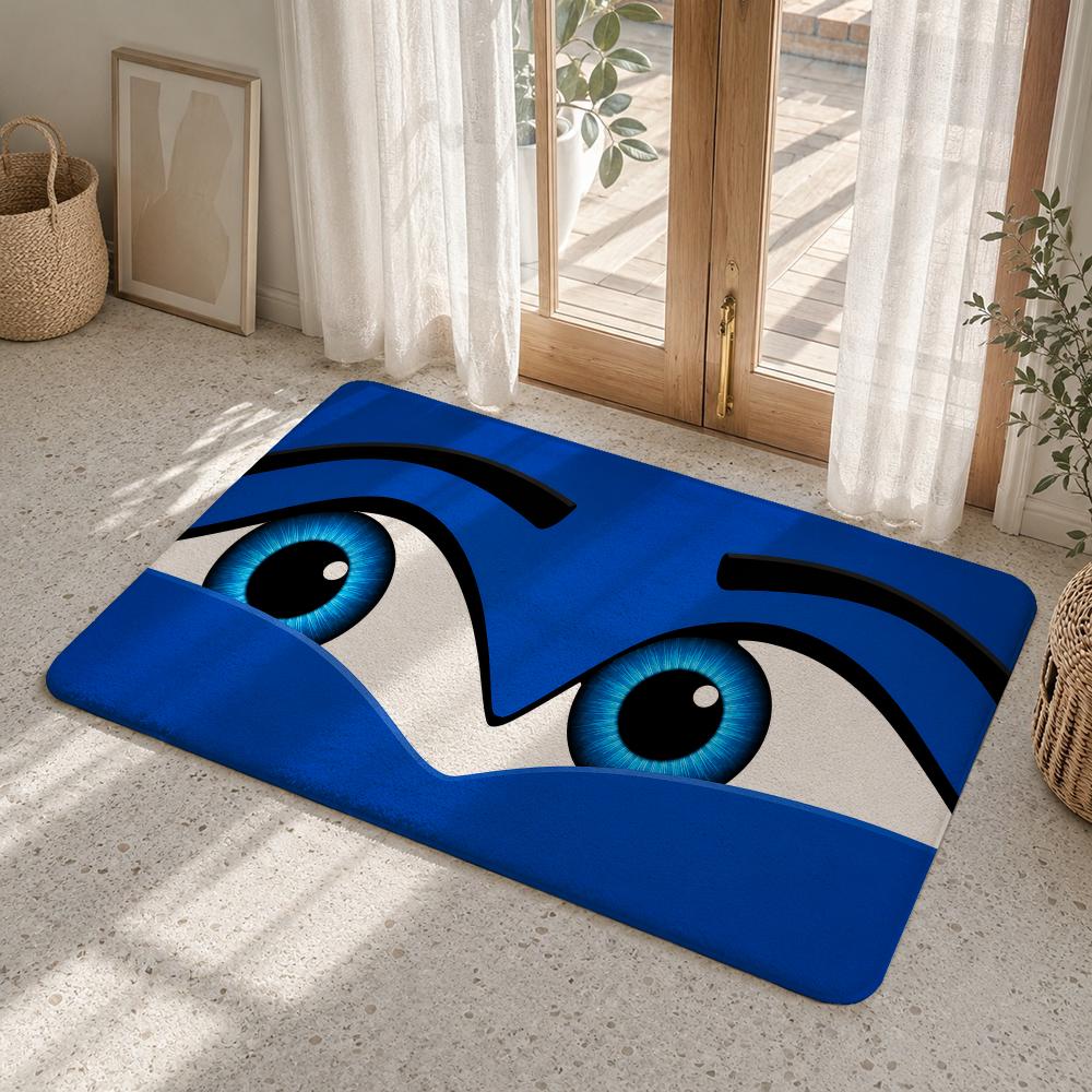 Smiling Eyes Floor Mat Flannel Rug Non Slip Absorbent Soft Washable For Entryway Hallway Bathroom Kitchen Decor