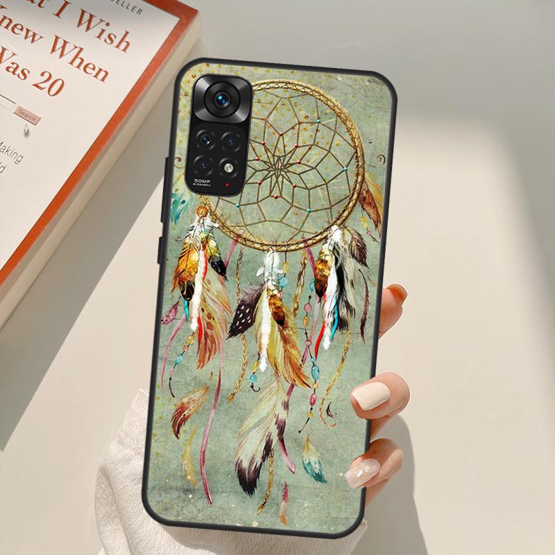 Dream Catcher Feather Wolf Case For Xiaomi Redmi Note 11 10 9 8 Pro Note 11S 10S 9S 8T K50 K40 9A 9C 10A 10C Cover
