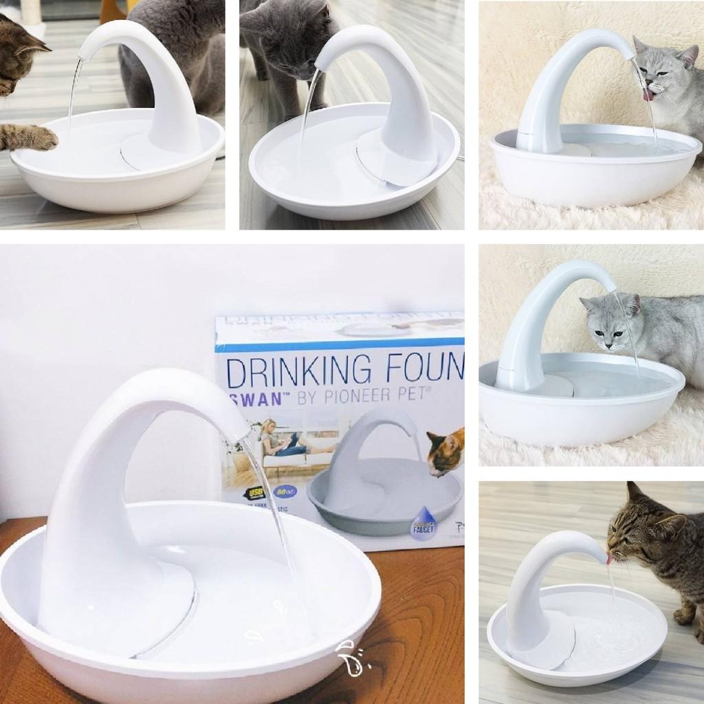 Pioneerpet Schwan Haustier-Trinkbrunnen Ideal für Katzen und Hunde mit leisem Betrieb und einfachen Reinigungsfunktionen