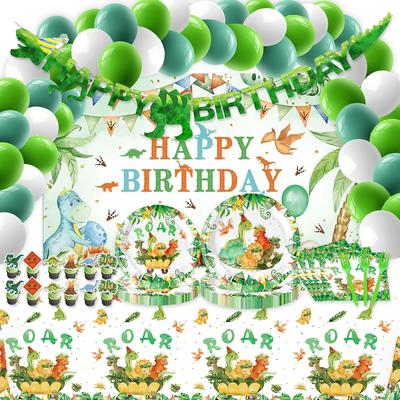 Dinozaur Imprezowe Artykuły Dekoracja Urodzinowa Kreskówkowy Dinozaur Dekoracja Aranżacja Talerz Papierowy Kubek Papierowy Ręcznik Obrus Atmosferyczne Rekwizyty