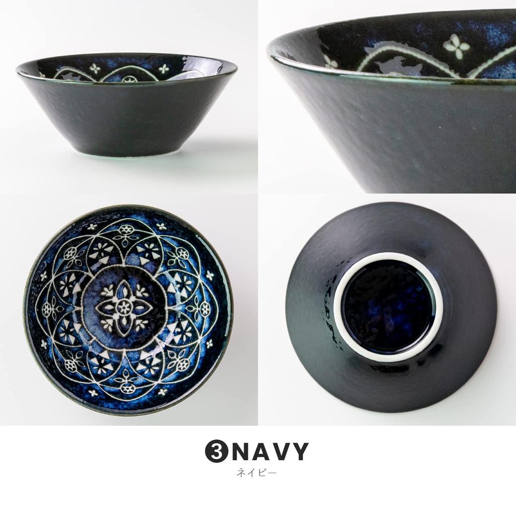 Minoru Pottery (Minorutouki) Small Bowl Moroccan Navy S (Diameter 13.5cm)