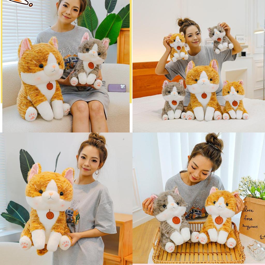 Adorable Big Face Cat Plush Toy Soft Stuffed Animal For Kids Bedroom Decor