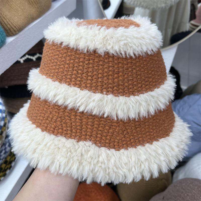 

Дизайнерская шерстяная шапка зимняя утолщенная теплая с защитой ушей плюшевая вязаная шапка, подчеркивающая лицо, маленькая шапка рыбака, детская Adult (56-58cm) оранжевый