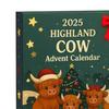 Adventní kalendář s skotským náhorním skotem 2025 Roztomilé ozdoby se skotským náhorním skotem 24denní Vánoce