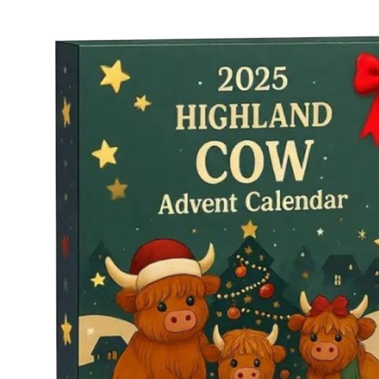 Yousheng Highland Cow Advent Calendar 2025 Cute Highland Cow Ornaments 24-Day Christmas Countdown Surprise Gifts for Christmas Tree Home Decor