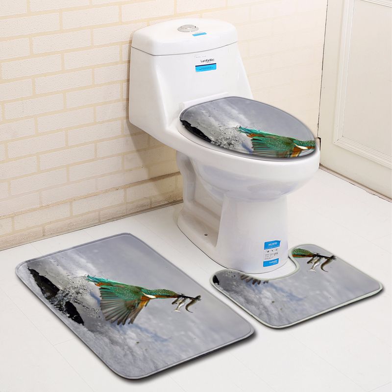 3D Bird Bathroom Toilet Three-Piece Floor Mat Doormat Bathroom Carpet