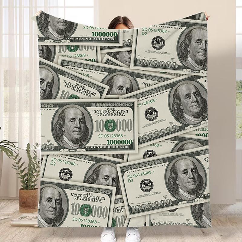 Novelty Dollar Print & Anime & Superhero Throw Blanket, Soft Warm Blanket for Sofa Bed Camping Travel, Unique Home Decor Gift