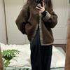 Korean Winter Brown Coat Women Fashion Warm Thick Patchwork Wool Coat Female Casual Vintage High Street Button Design Outerwear