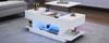 98*45*40cm Lift Coffee Table with Lift Tabletop, Height-Adjustable, 2 Flip-Top Cabinets, Semi-Open Storage, High-Gloss, LED, White