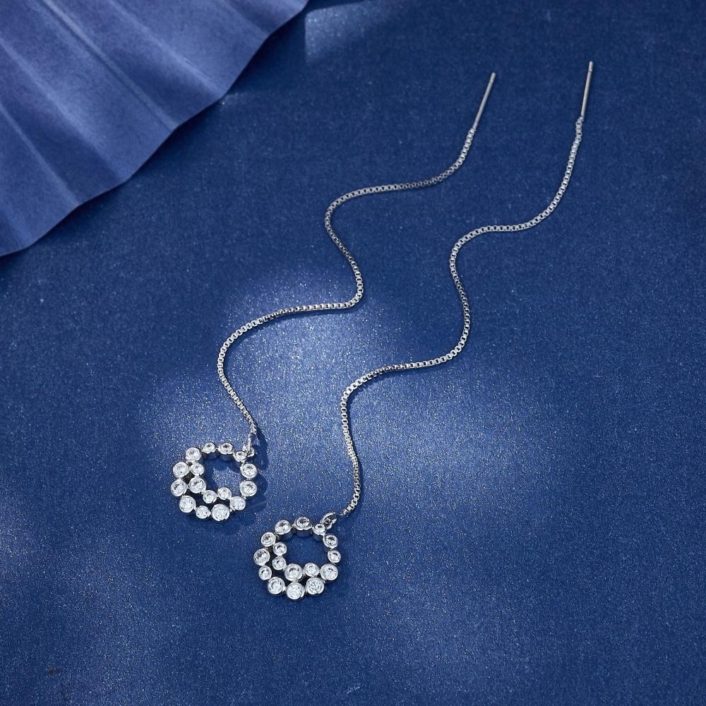 Cercei lungi cu zirconiu cubic, cu ciucuri rotunde și ciucuri, pentru urechi