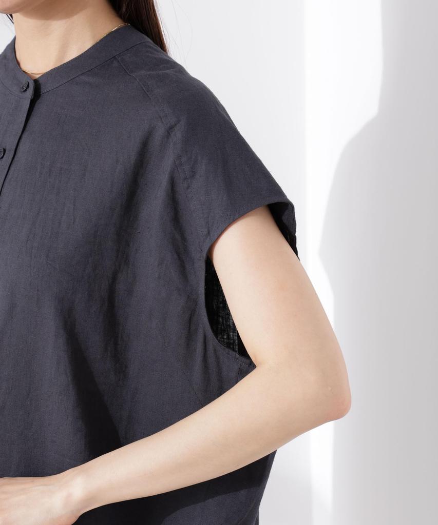 Nano Universe Linen French Sleeve F Anti-Smell Shirt, Women's, 050, Brown, 673-5121302