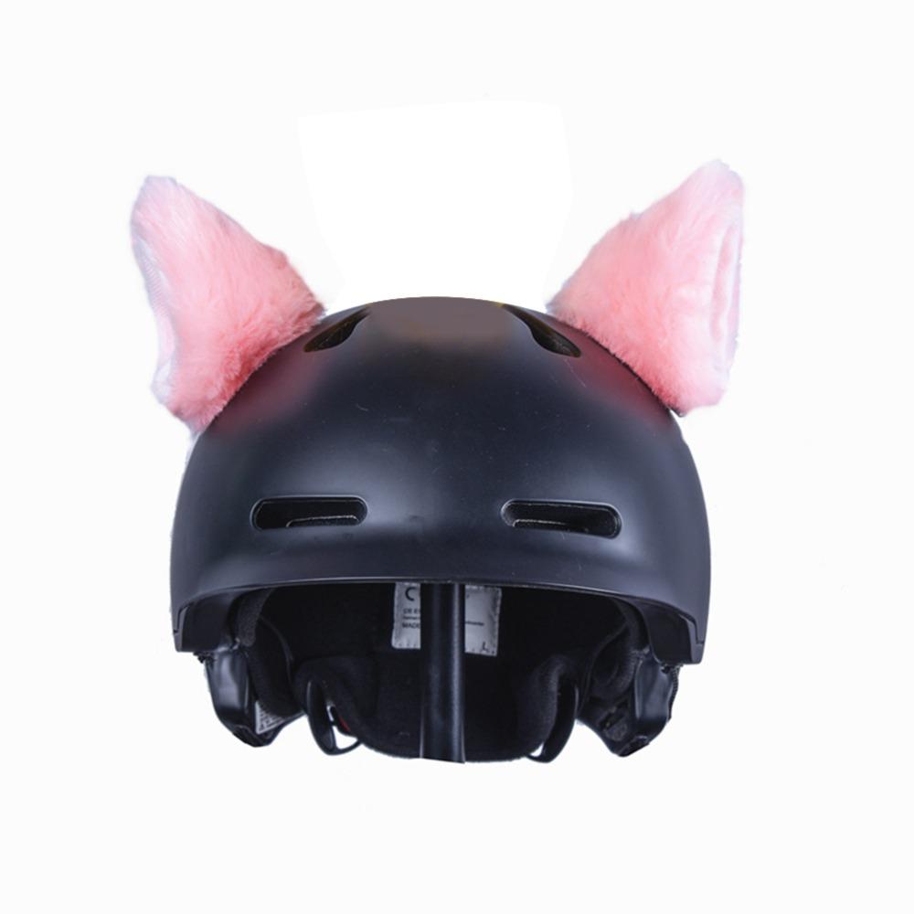 2Pcs Universal Fit Motorcycle Helmet Plush Ears Pink Cat Ears for Helmet Helmet Decoration