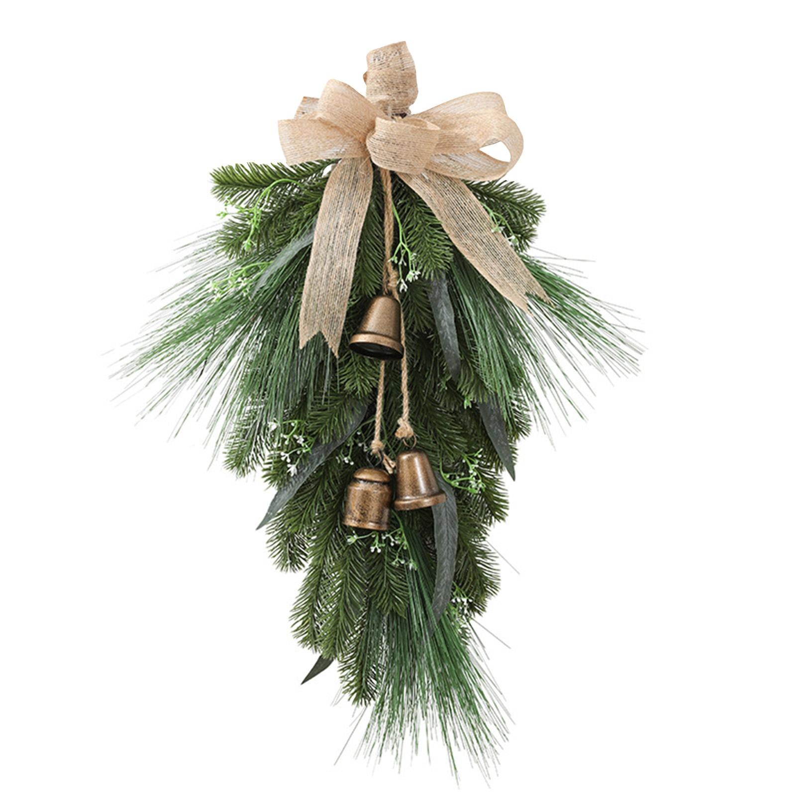 

Artificial Christmas Decorations With Bells And Bows, Norfolk Teardrop Garland, Christmas Needle Garland, Suitable For Doors, , Mantels, Walls, One Size