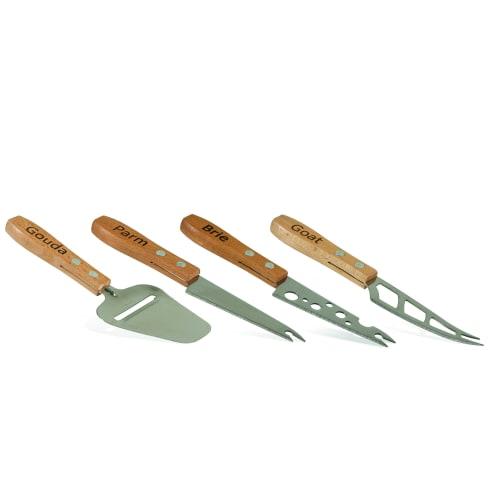 BOSKA Geneva Cheese Knife, Stainless Steel/Wood, 18x17x2.5cm, Set of 3 Mini Cheese Knives, 358205
