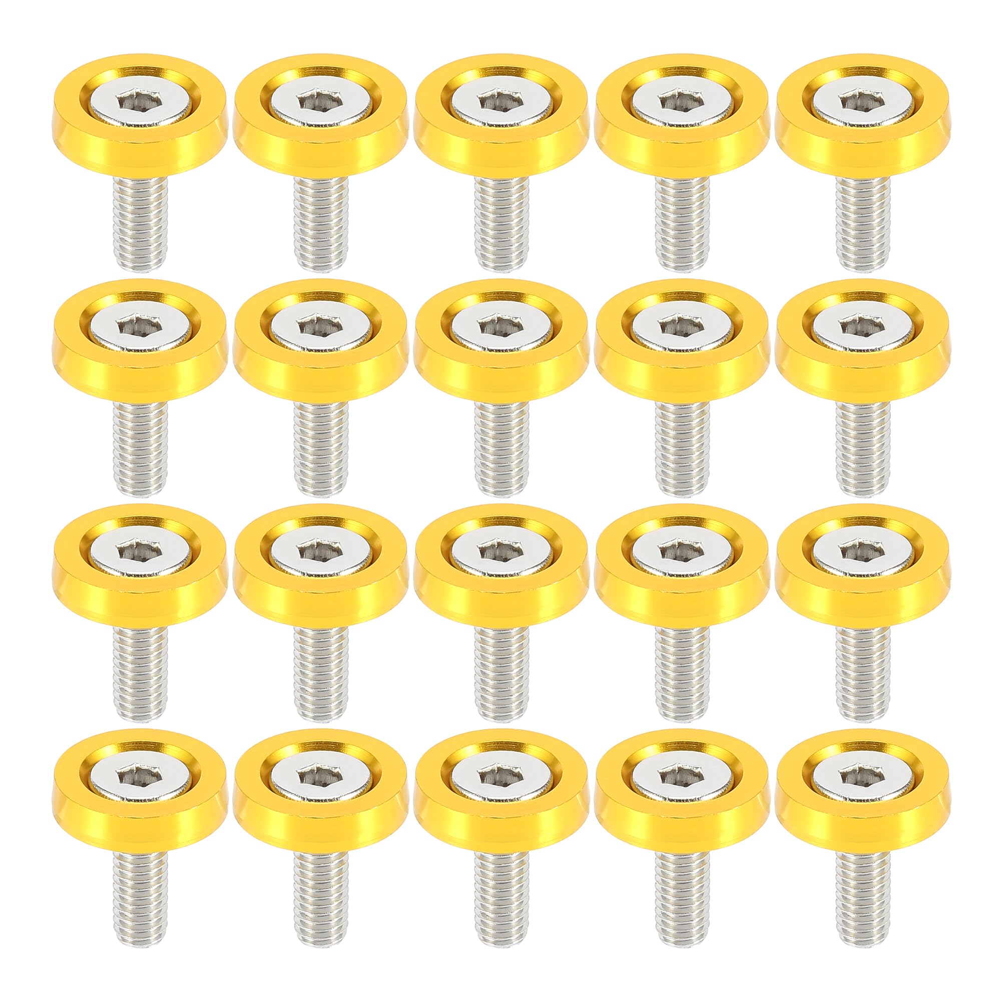 F FIERCE CYCLE 20pcs M6 Fender Bumper Washer Bolts Set Aluminum Alloy Engine Bay Fastener for Auto Motorcycle M6