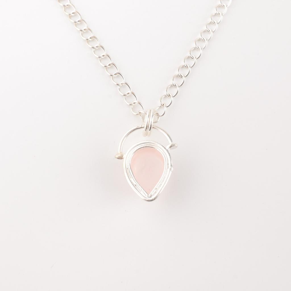 Rose Quartz Gemstone 925 Sterling Silver Jewelry Handmade Pendant For Birthday PP-56-23