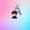 BTS Anime Cartoon & ARMY Bomb Double Acrylic Keychain, Bangtan Boys Cartoon Figure + Lightstick Charm Keyring, Kpop ARMY Fans Bag Pendant