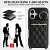For iPhone 16 Case with Lanyard/Mirror/Card Holder Grids Pattern RFID Blocking Phone Cover