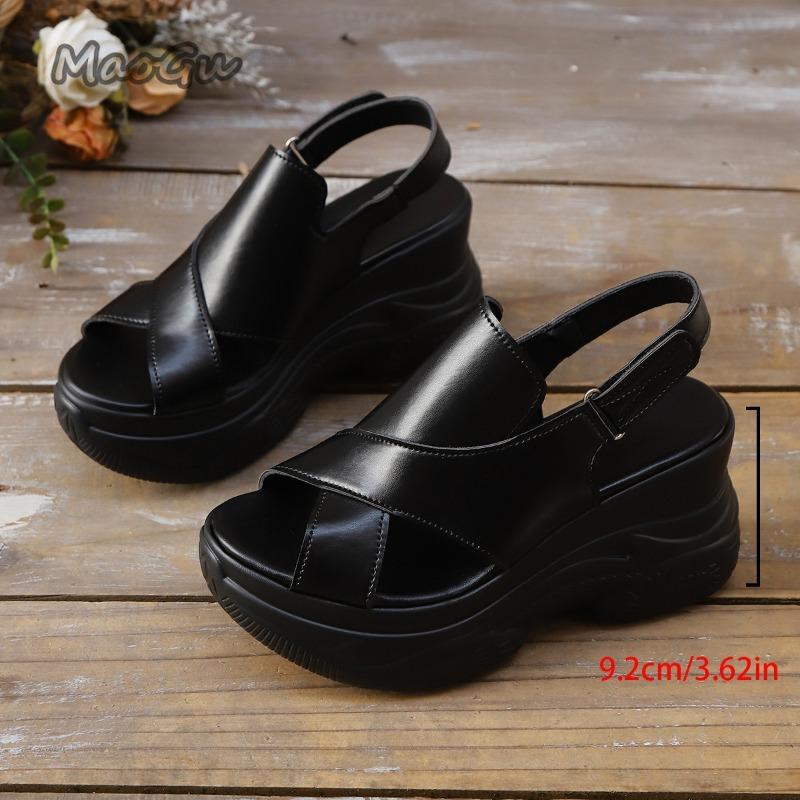 Fashion New Summer Fashion Comfortable Round-toe Wedge Light Roman Sandals Non-slip Thick-soled Platform Sandals for Women Sandalias