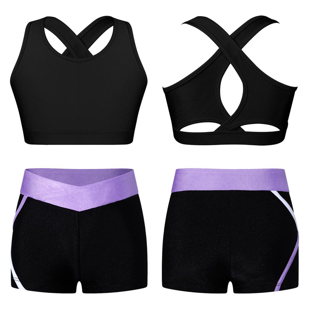 Girls' Bikini Tankini Set Tank Top Shorts Two Piece Sports Suit Activewear Kids Ballet Jersey Sport Set Dance Clothing