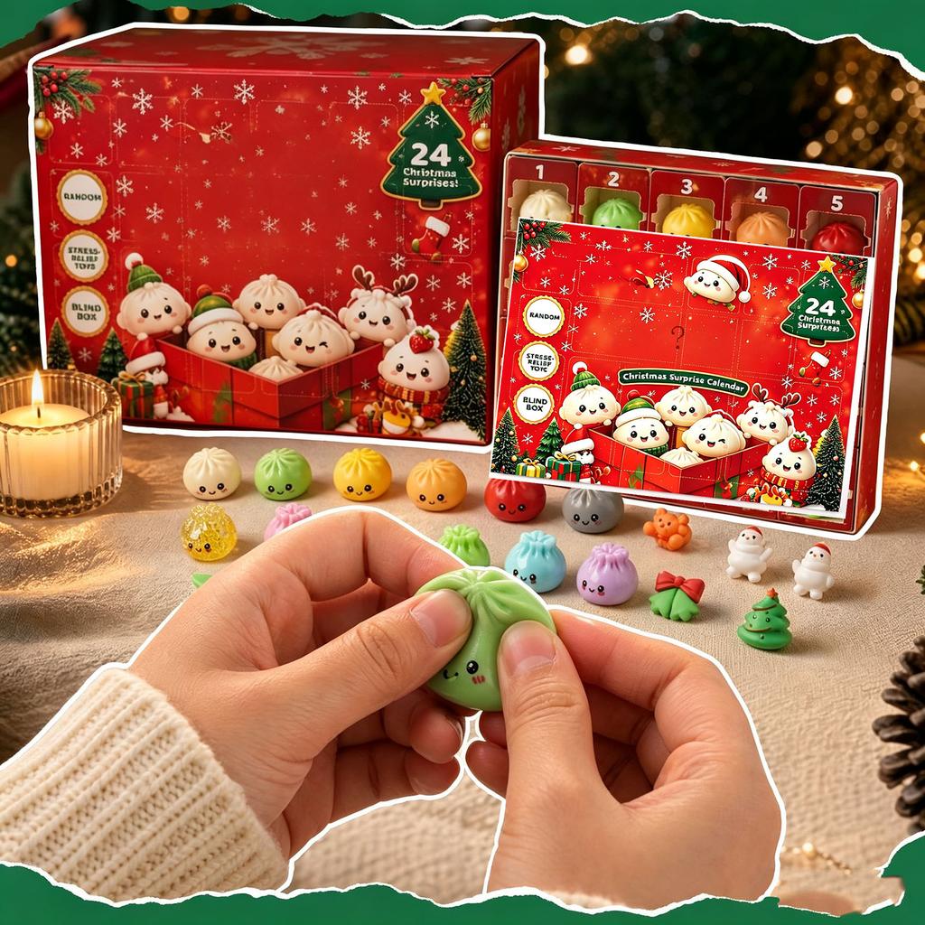 Baozi Stress Toy Christmas -Day Countdown Advent Calendar Fun Interactive