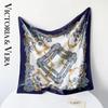 VICTORIA&VERA British Style Mulberry Silk Printed Scarf V828ZS02