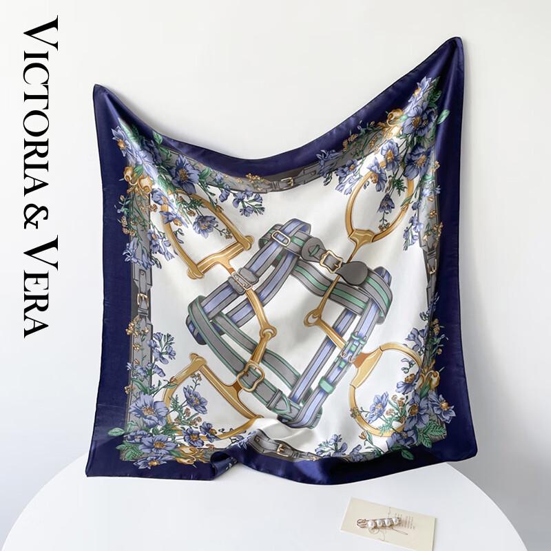 VICTORIA&VERA British Style Mulberry Silk Printed Scarf V828ZS02