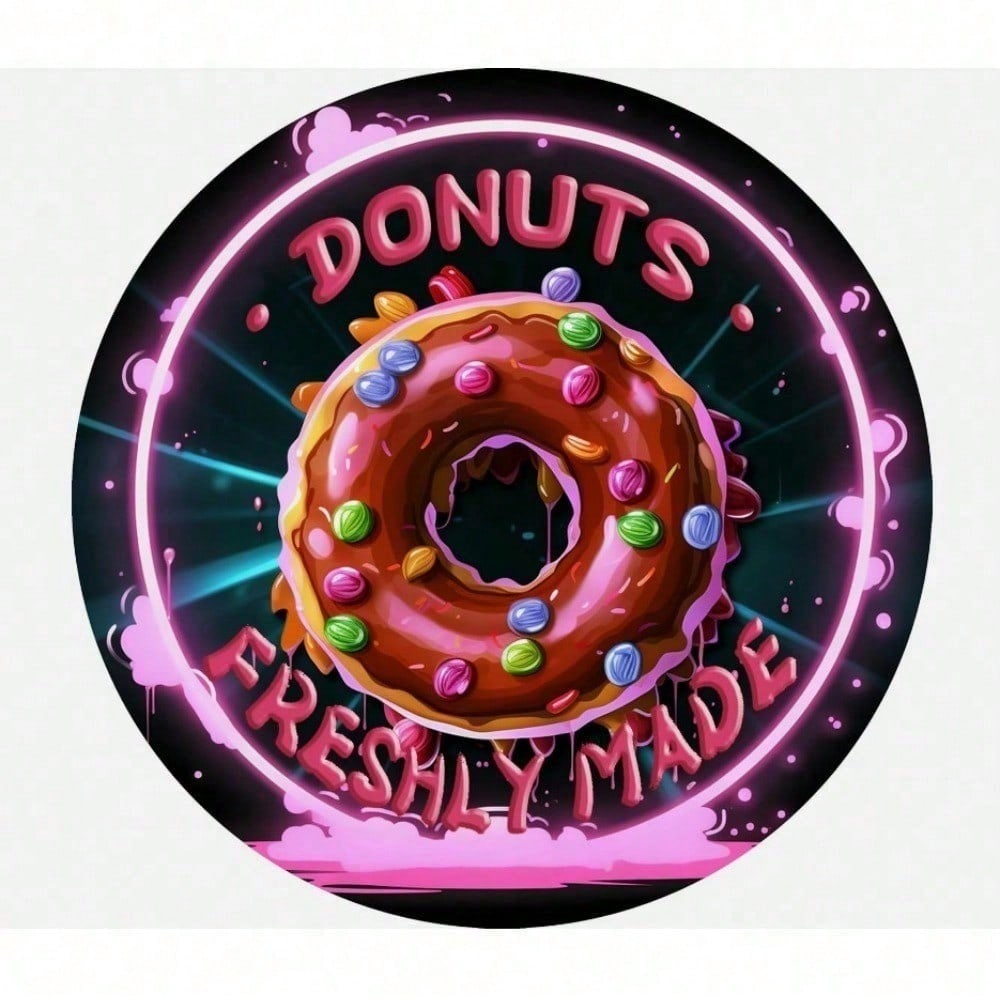 

Enhome 8x8 Inch Round Donut Tin Sign Retro Metal Poster Kitchen Wall Art Decor Cafe Bar