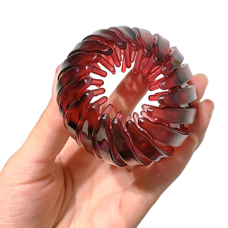 Pince à cheveux chignon en forme de nid d'oiseau en plastique extensible vintage géométrique pour faire des chignons, pinces à cheveux, support queue de cheval pour filles