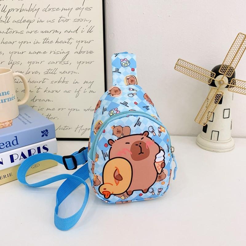 Cartoon Cute Capybara Printed Children Shoulder Bag Chest Pack For Use Outdoor