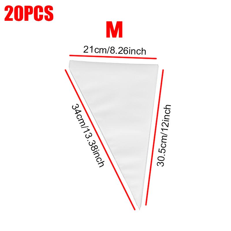 20PCS/Set Disposable Pastry Piping Bag Sleeve 3 Size Available Confectionery Decorating Cream Fondant Shaping Squeezing Tool ZYF