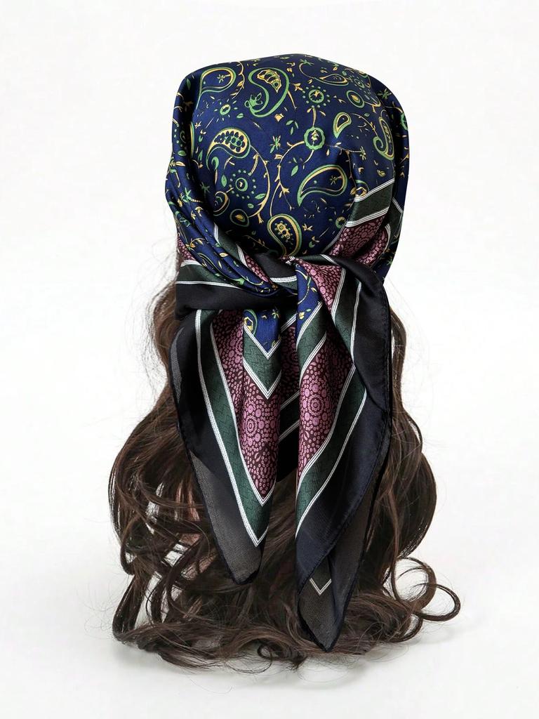 2024 New Fashion 70X70cmPrinted Women's Scarf Pashmina Silk Scarf Square Shawl Decorative Headband Neck Luxury Design Bandana