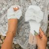 Fashion Women's Flat Slippers 2025 Summer Leisure Outdoor Square Sandals Plus Size Selling Fashion Bow Decorative Open Toe Slippers.