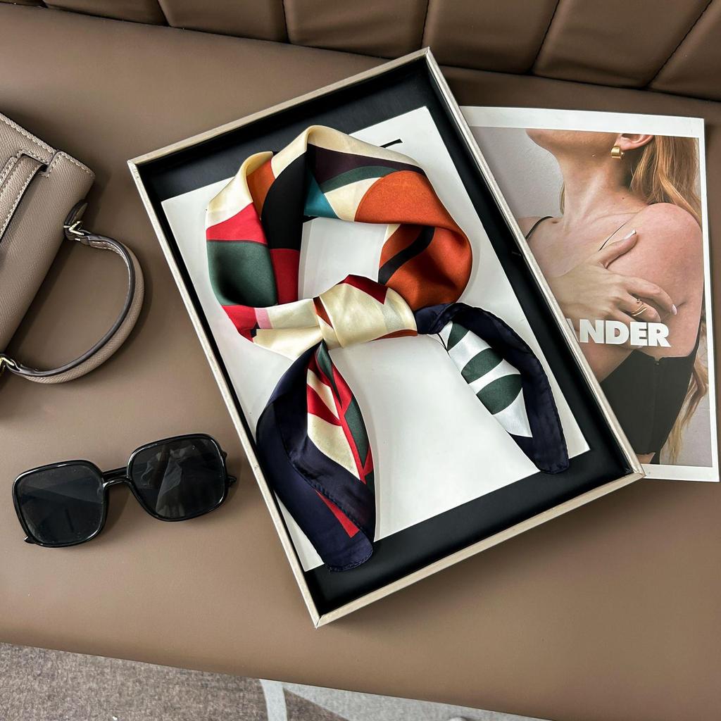 Korean Style High-End Printed Silk Scarf - Versatile Fashion Accessory