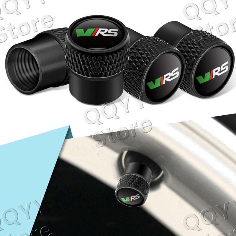 VRS Badge Car Wheel Tire Stem Air Valve Caps Dustproof Covers For Skoda Octavia Rapid Superb Fabia Yeti 4Pcs Accessories