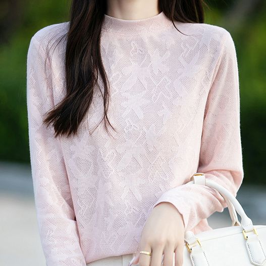Hook Flower Hollow Knitted Base Shirt for Women's Spring and Autumn Loose Top
