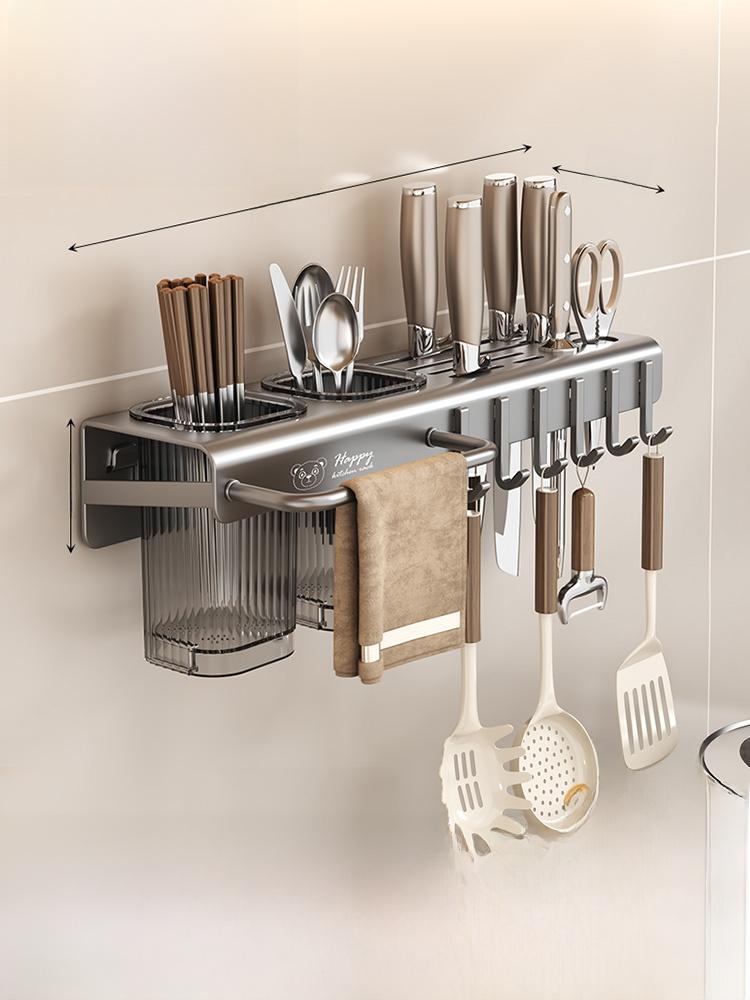 Inteated Wall-Mounted Kitchen Storage Box No-Punching Chopstis Holder Multi-Functional Kitchen Storage Ra Home Use