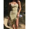 All Kinds of Pure Desire Style Hollow-out Lace Stitching Hip Skirt Retro Sexy Slim fit Sling Knitted dress