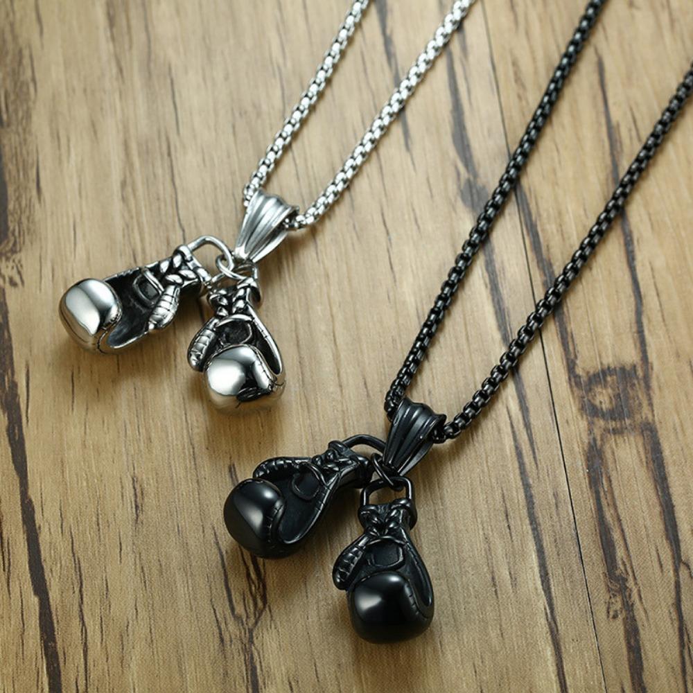 Unisex Mini Boxing Glove Necklace Luxury Hiphop Choker Chain Pendant Gift for Men Cool Statement Jewelry