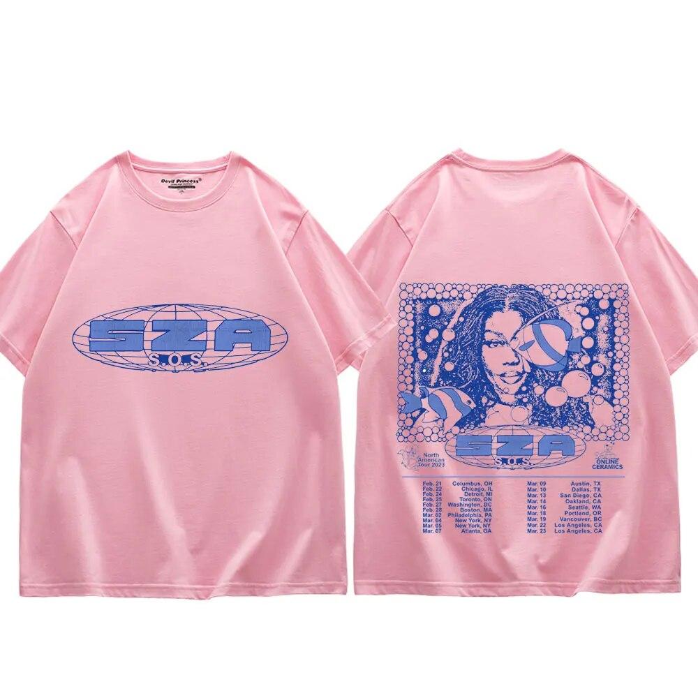 Sza Sos Music Album Graphic T Shirts Unisex Women Hip Hop Fashion Short Sleeve T-Shirt Trend Vintage Oversized T-Shirts Streetwear