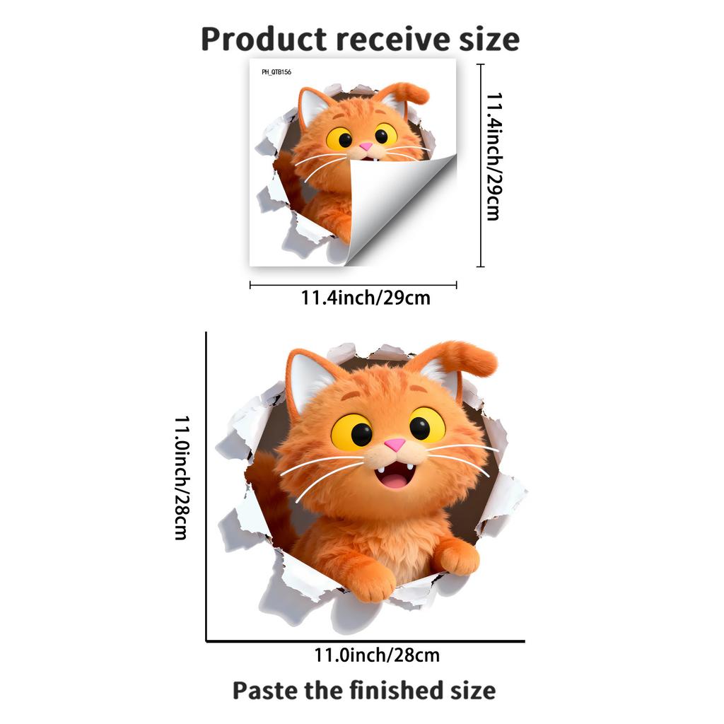 Naklejka na toaletę dla kota 3D Przebijająca ścianę Samoprzylepna Usuwalna do Łazienki Wystrój Domu