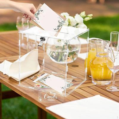 Acrylic Box for Wedding Cards And Gifts, Secure Holder Events, 9.84x9.84''